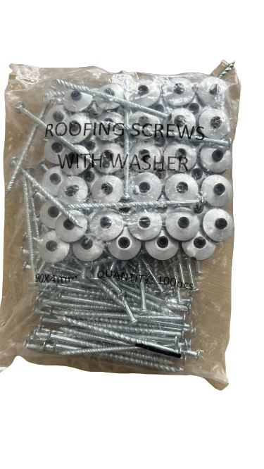 Roofing Screws 75mm with rubber washer 100 per poly bag 10 poly bags per box sold in boxes